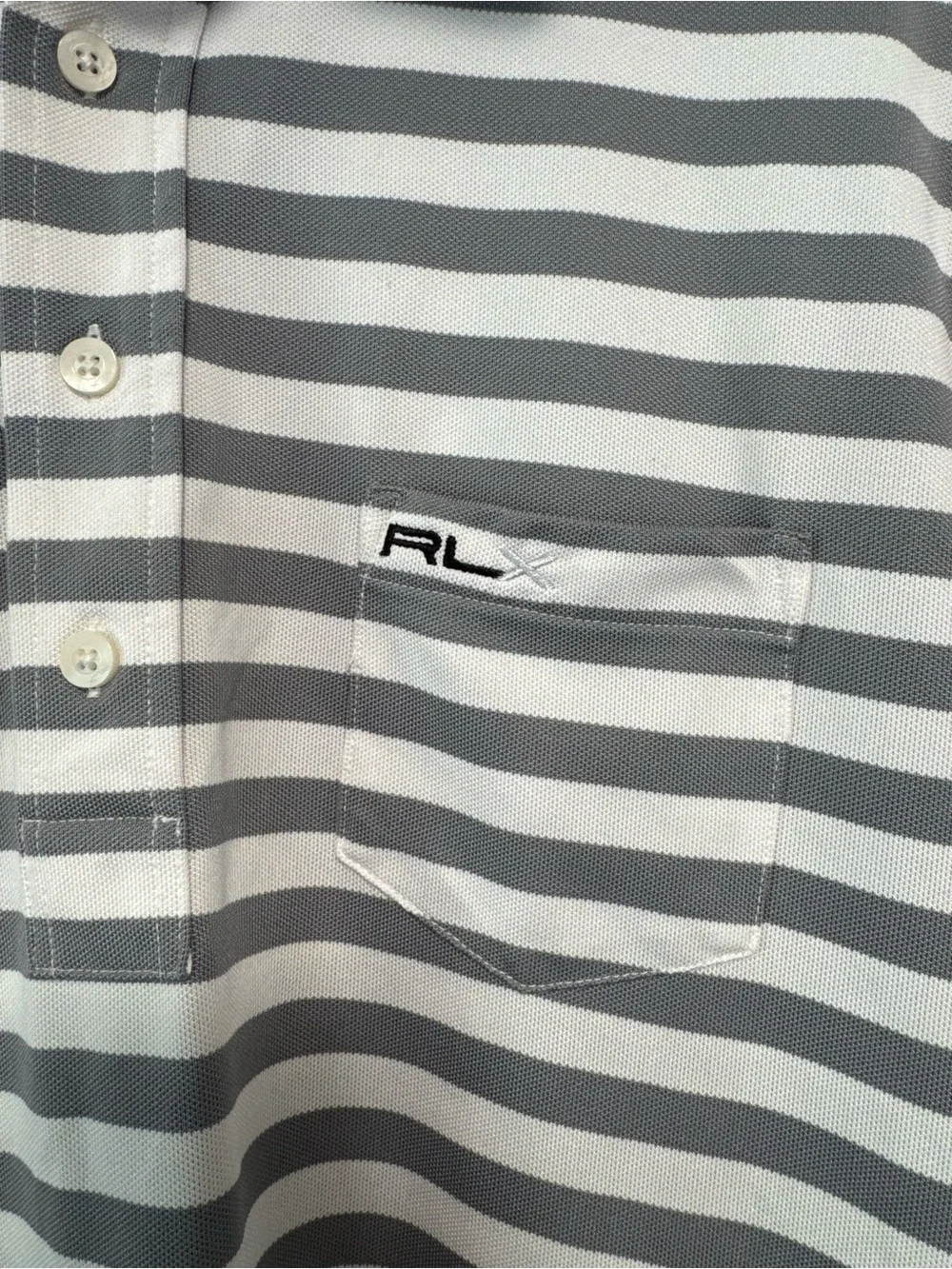 Ralph Lauren Men's Gray & White Striped Polo Shirt